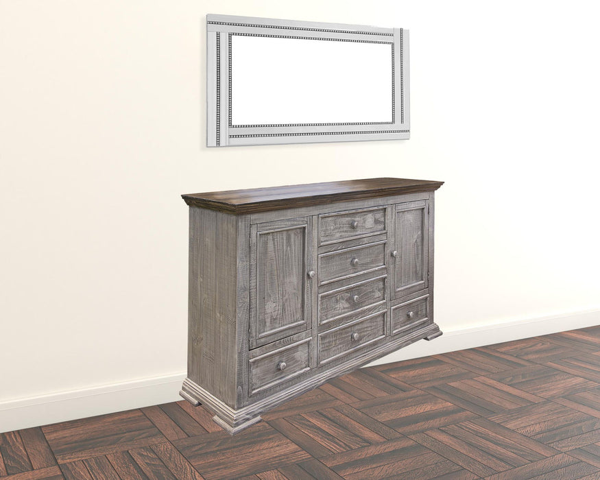 Solid Wood Six Drawer Triple Dresser - Gray