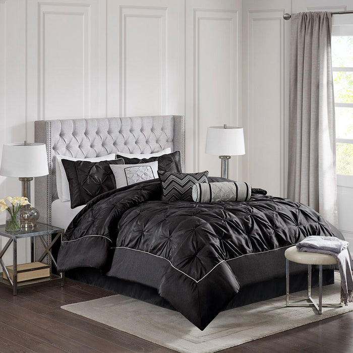 Laurel - King 7 Piece Tufted Comforter Set - Black