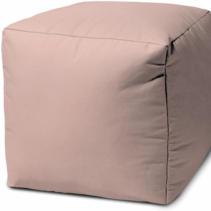 Canvas, Cube Outdoor Pouf Ottoman - Pale Pink