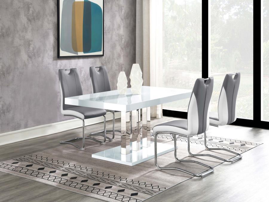 Brooklyn - 5 Piece Dining Set - White And Chrome - Simple Home Plus