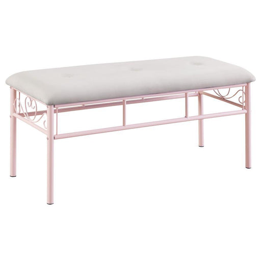 Massi - Tufted Upholstered Bench - Powder Pink - Simple Home Plus