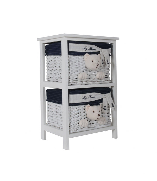 Portable 2 Drawers - White Blue