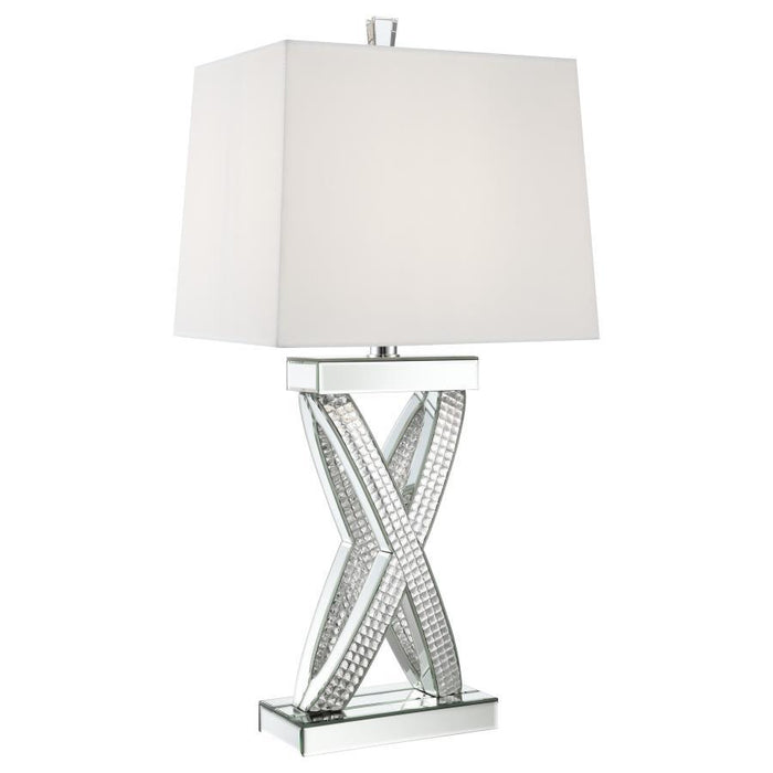 Dominick - Table Lamp With Rectange Shade - White And Mirror - Simple Home Plus