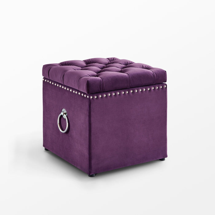 Velvet Tufted Storage - Purple / Black