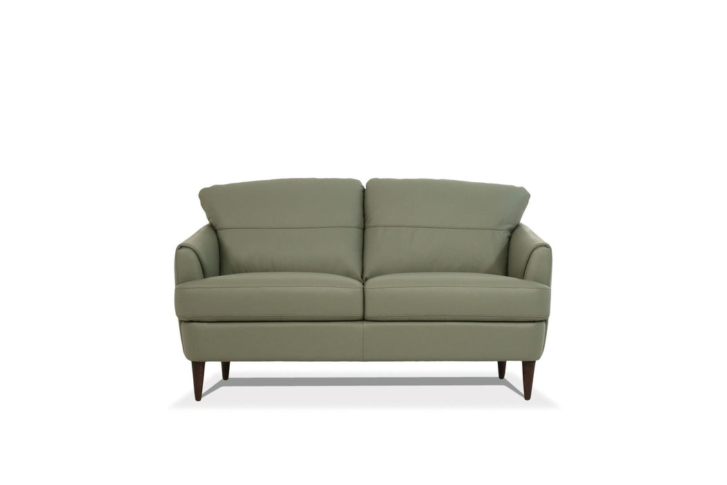 Leather Love Seat - Green / Brown