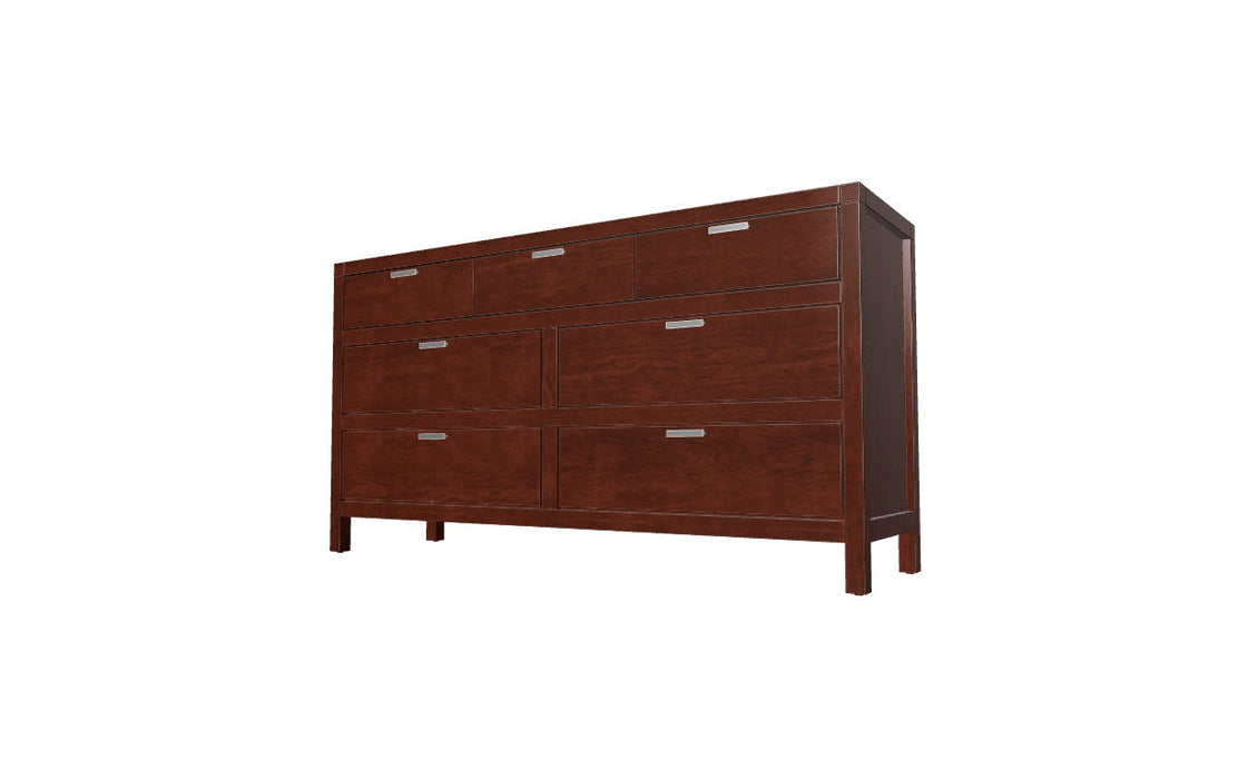 Solid Wood Seven Drawer Double Dresser - Brown