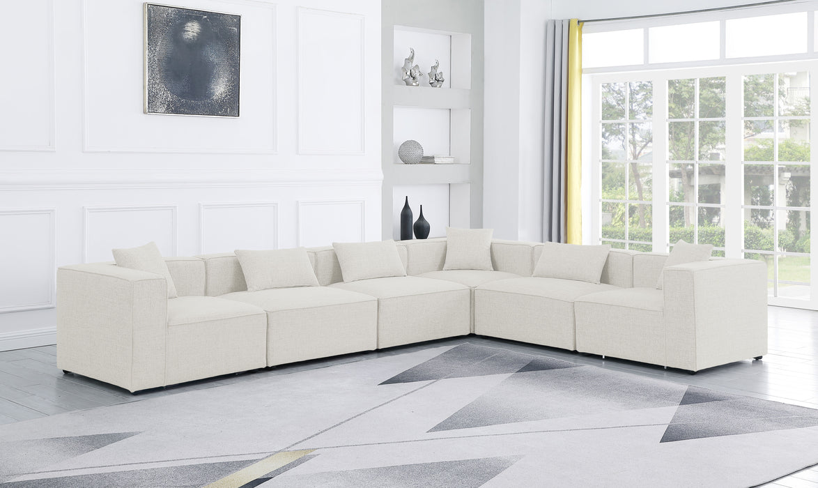 Cube - Modular Sectional 6 Piece - Cream - Fabric - Modern & Contemporary