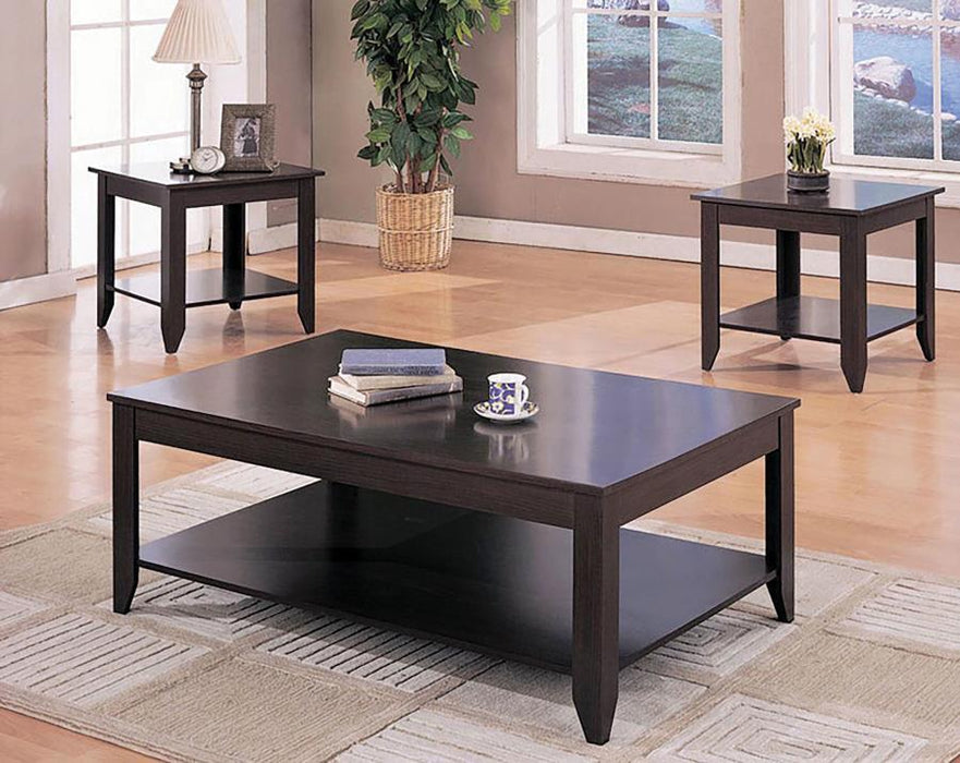 Brooks - 3 Piece Occasional Table Set With Lower Shelf - Cappuccino - Simple Home Plus