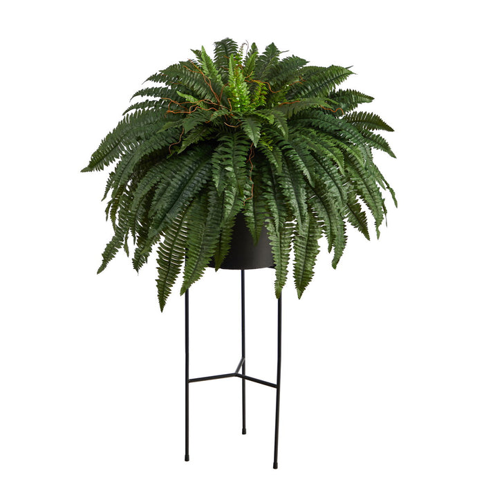 51" Boston Fern Artificial Plant in Black Planter with Stand