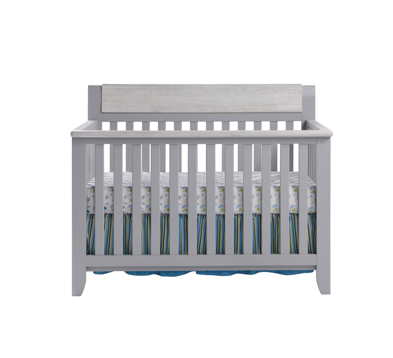 Solid And Manufactured Wood Standard Four In One Convertible Crib - Gray