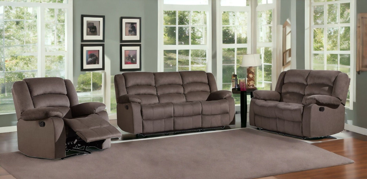 Three Piece Microsuede Six Person Indoor Seating Set - Brown