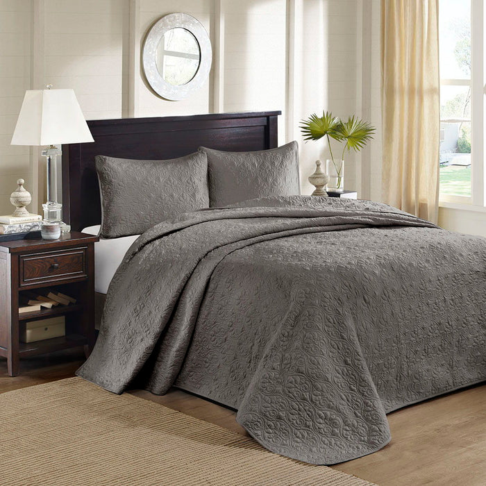 Quebec - Queen Reversible Bedspread Set - Dark Gray