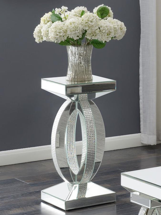 Amalia - Square End Table With Lower Shelf - Clear Mirror - Simple Home Plus