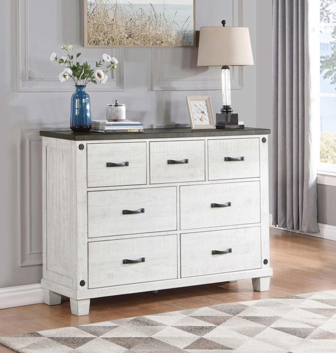 Lilith - 7-Drawer Dresser Distressed - Distressed Gray And White - Simple Home Plus