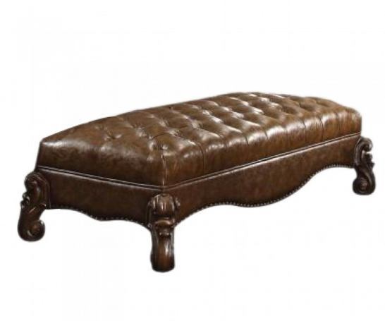 Upholstered Faux Leather Bench - Brown