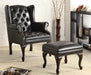 Roberts - Button Tufted Back Accent Chair With Ottoman - Black And Espresso - Simple Home Plus