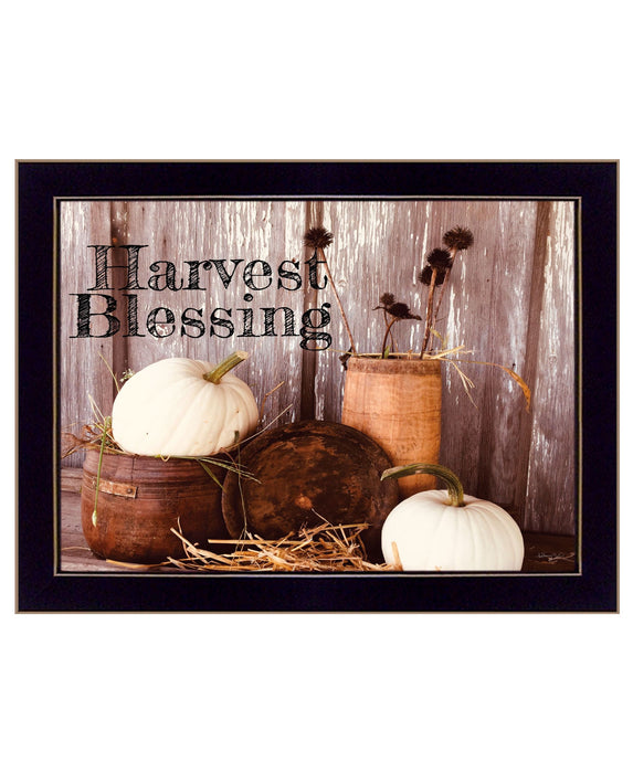 Harvest Blessings 3 Framed Print Kitchen Wall Art - Black