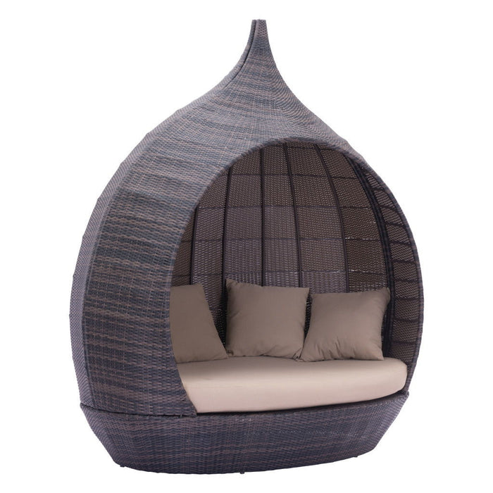 Teardrop Shaped Daybed - Brown / Beige