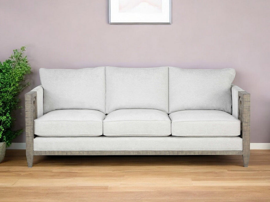 Fabric Sofa With Black And Gray Legs - White