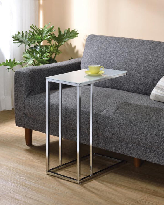 Stella - Glass Top Accent Table - Chrome And White - Simple Home Plus