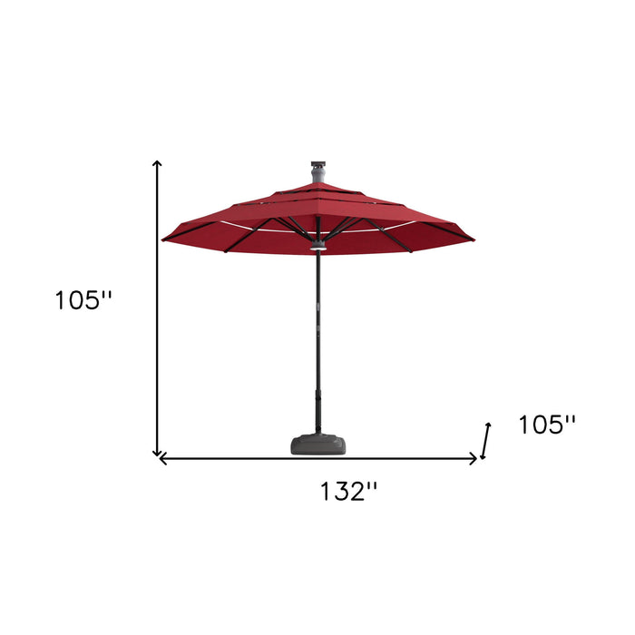 Sunbrella Octagonal Lighted Smart Market Patio Umbrella - Red