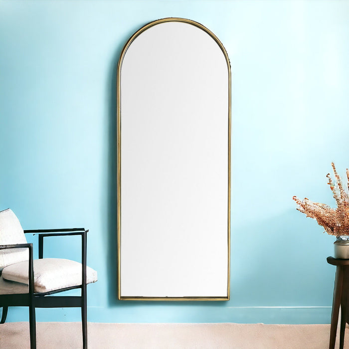 70" Arch Metal Framed Accent Mirror - Gold