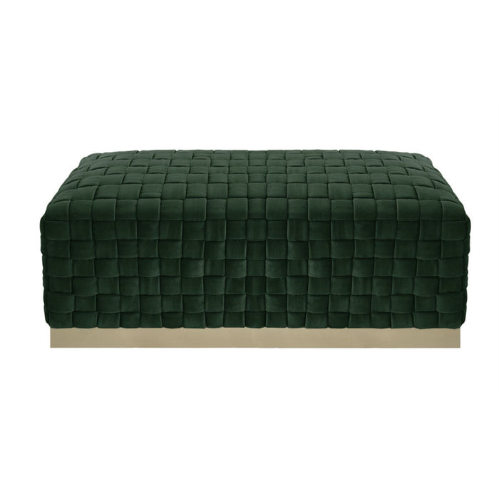 Upholstered Velvet Bench - Hunter Green / Gold