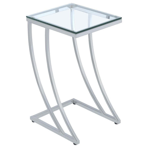 Cayden - Rectangular Top Accent Table - Chrome And Clear - Simple Home Plus