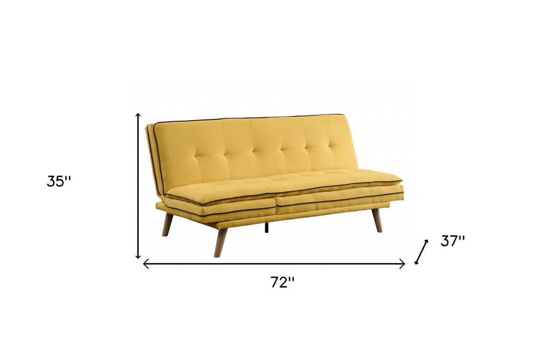 With Brown Legs - Yellow Linen Sofa