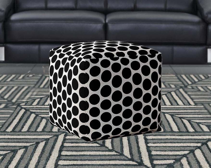 Cotton Polka Dots Pouf Cover - Black