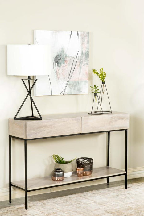 Rubeus - 2-Drawer Console Table With Open Shelf - White Washed - Simple Home Plus