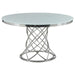 Irene - Round Glass Top Dining Table - White And Chrome - Simple Home Plus