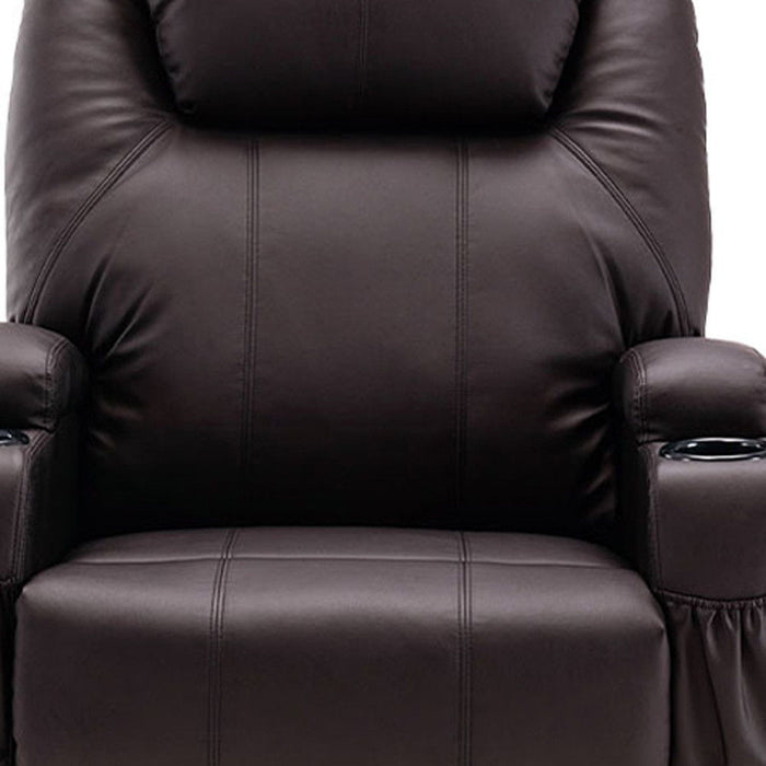 Faux Leather Power Heated Massage Lift Assist Recliner - Brown