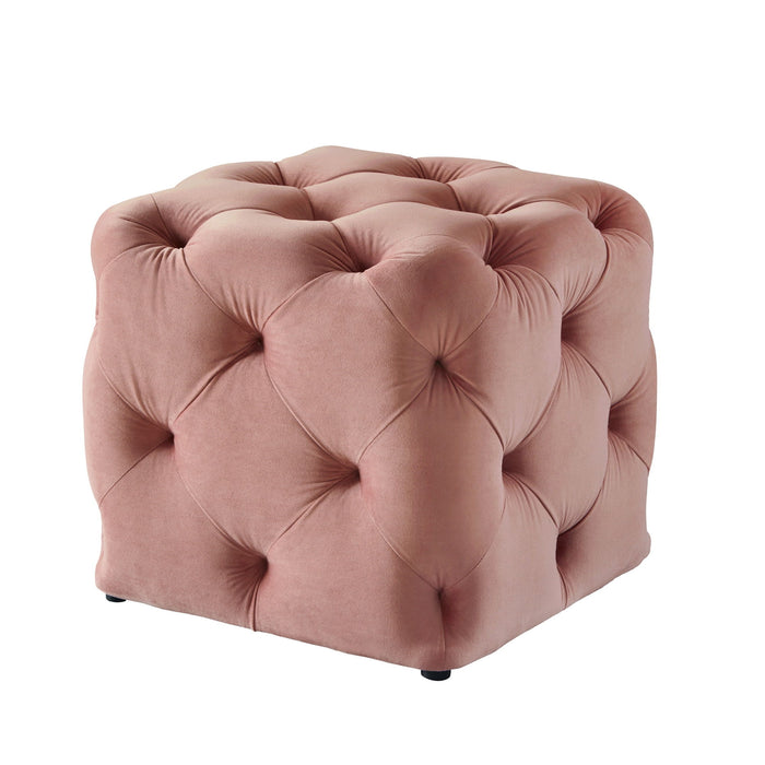 Velvet Cube Ottoman - Blush