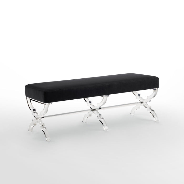 Upholstered Velvet Bench - Clear / Black