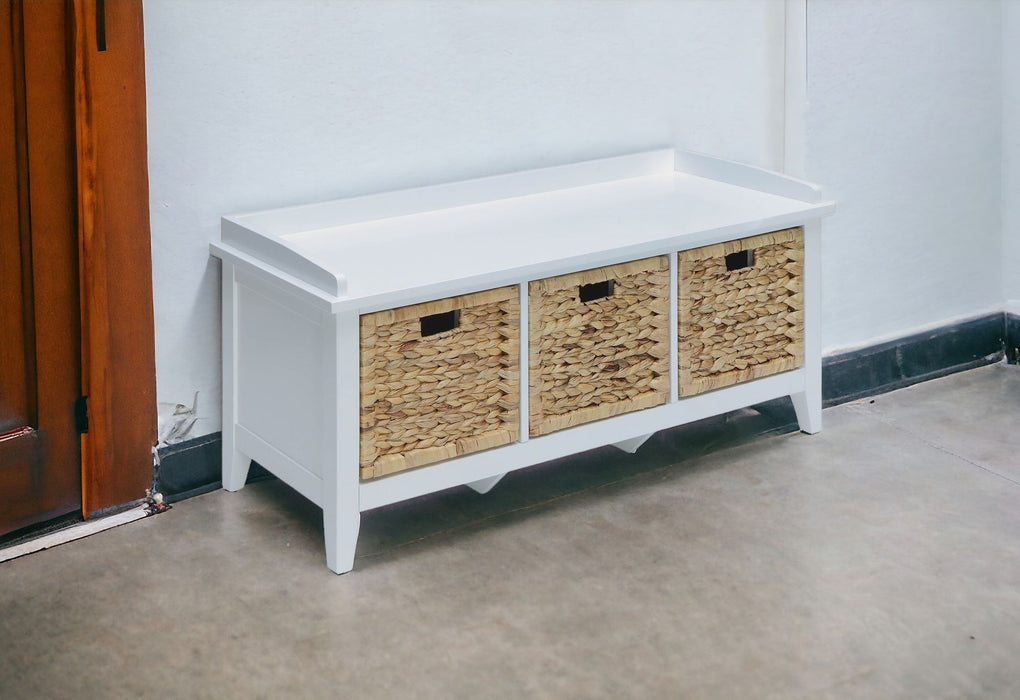 Bench With Drawers - White