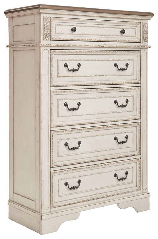 Realyn - White / Brown / Beige - Five Drawer Chest - Simple Home Plus