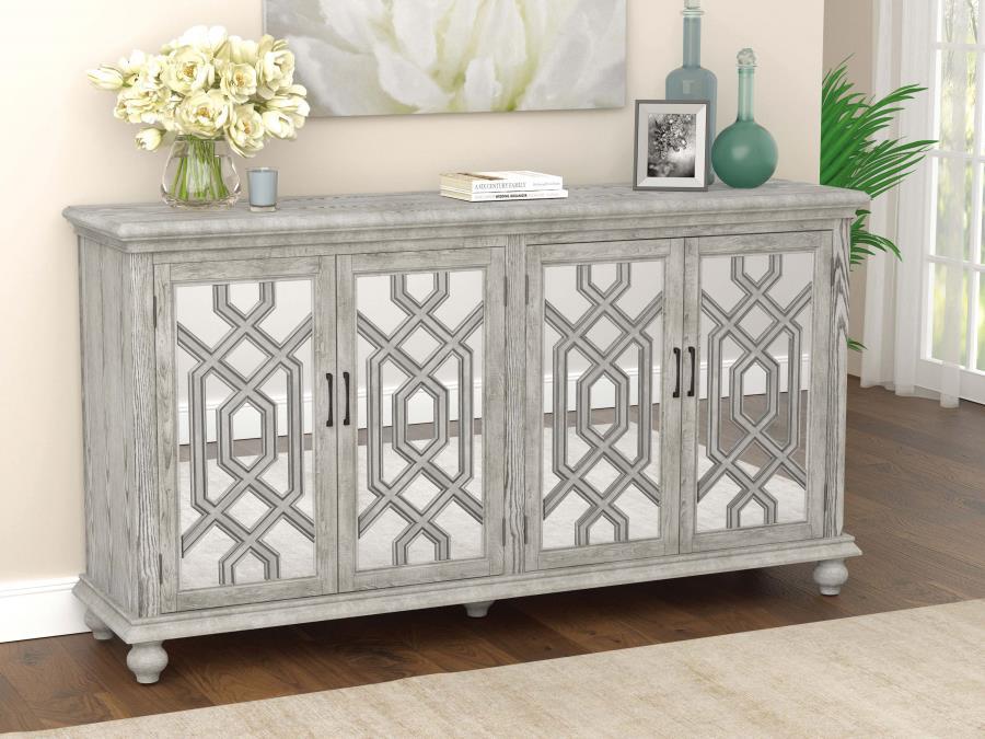 Melanie - 4-Door Accent Cabinet - Antique White - Simple Home Plus