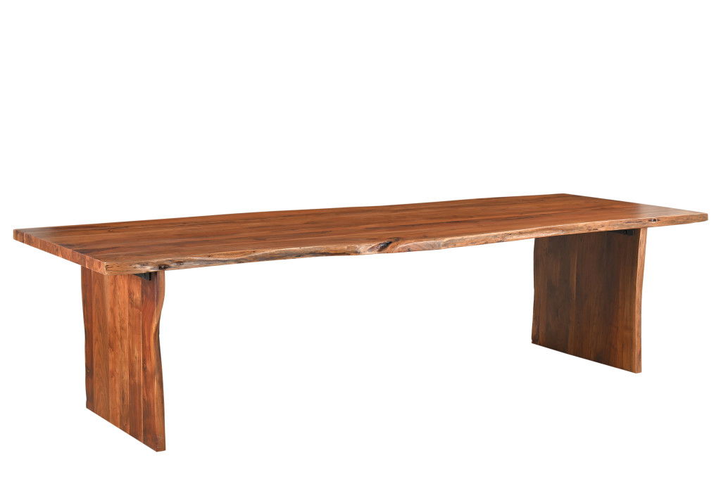 Live Edge Solid Wood Dining Bench - Brown