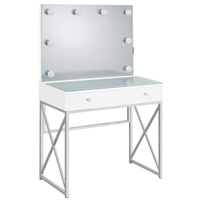 Eliza - 2 Piece Vanity Set With Hollywood Lighting - White And Chrome - Simple Home Plus