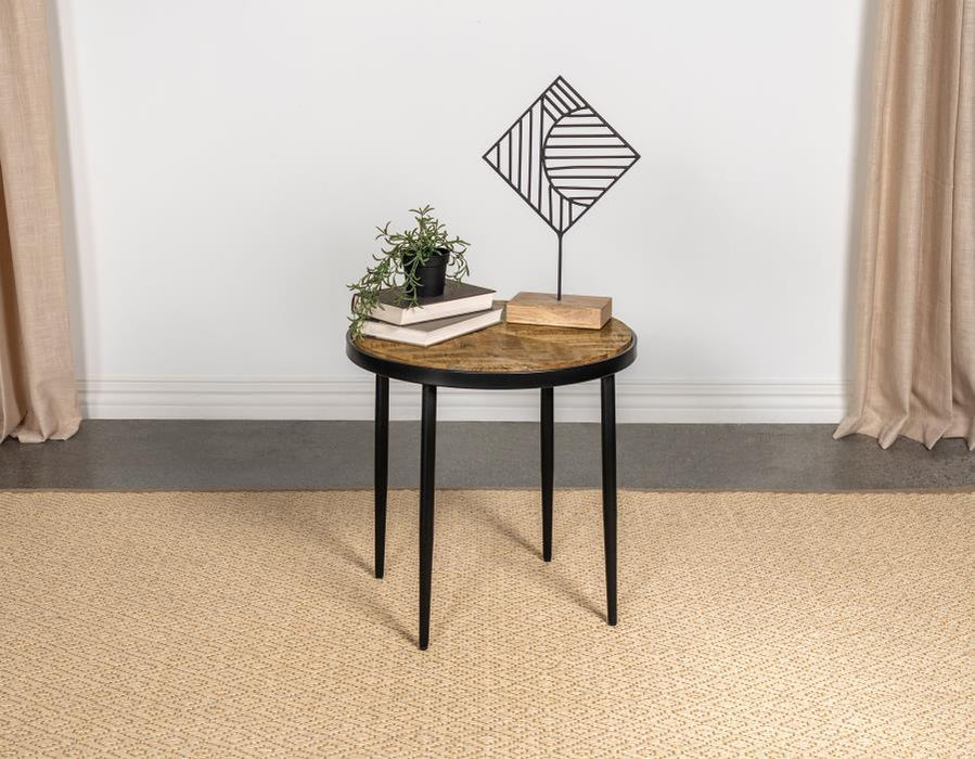 Hayden - Metal Round Side Table - Natural Mango And Black - Simple Home Plus