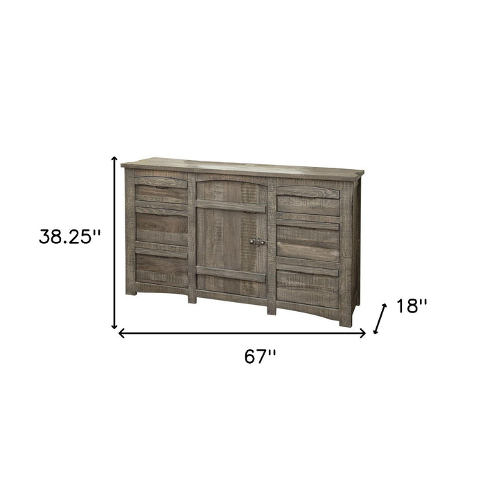 Solid Wood Six Drawer, Triple Dresser - Gray