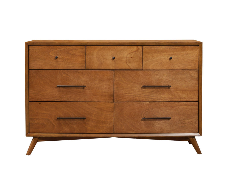 Wood Seven Drawer Double Dresser - Brown