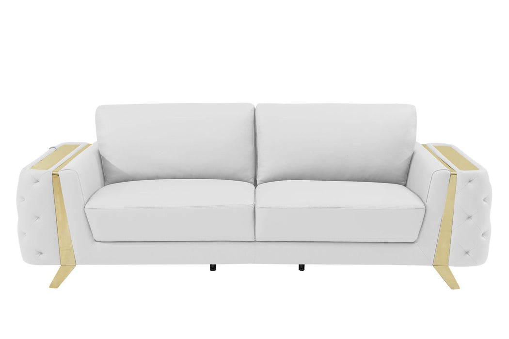 Italian Leather Sofa & Silver Legs - White