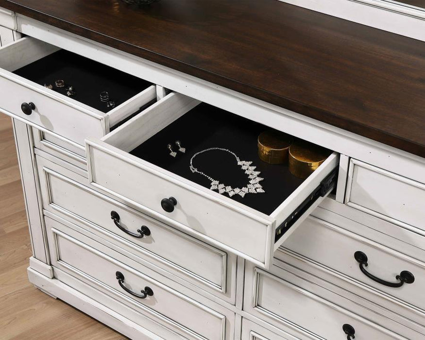 Hillcrest - 9-Drawer Dresser - Dark Rum And White - Simple Home Plus