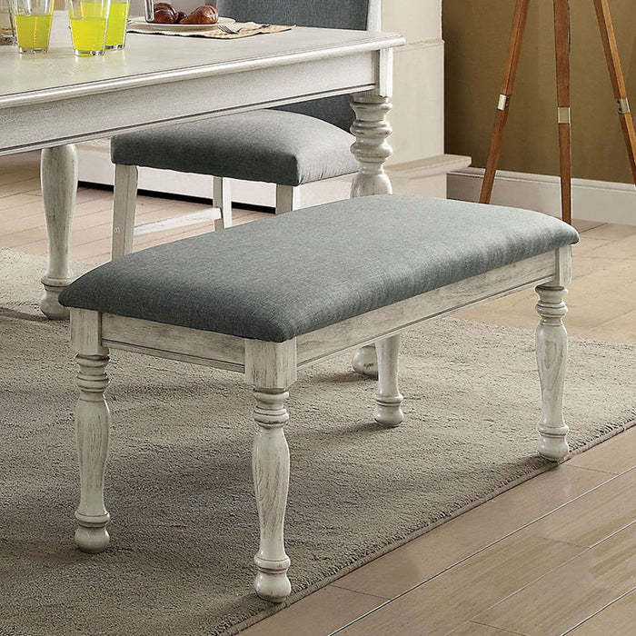 Siobhan - Bench - Antique White / Gray - Simple Home Plus