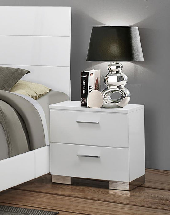 Felicity - 2-Drawer Nightstand - Glossy White - Simple Home Plus