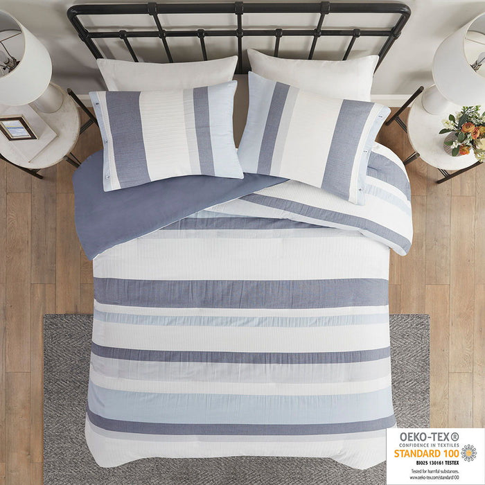 Allegany - King 3 Piece Duvet Cover Set - Blue