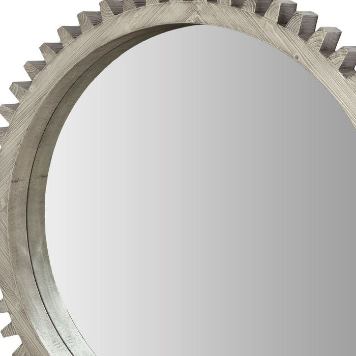 44" Round Wood Frame Wall Mirror - Silver