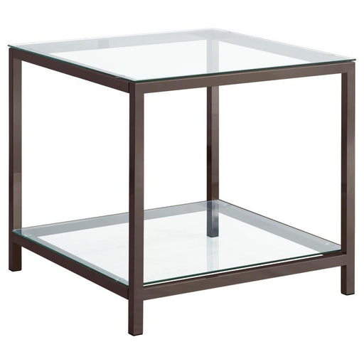 Trini - End Table With Glass Shelf - Black Nickel - Simple Home Plus